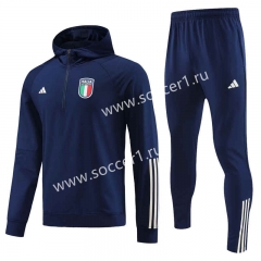 2023-2024 Italy Royal Blue Thailand Soccer Tracksuit With Hat -4627
