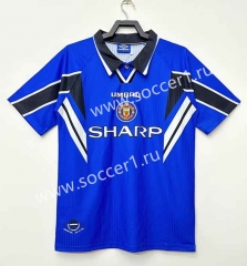 Retro Version 96-98 Manchester United 2nd Away Blue Thailand Soccer Jersey AAA-811