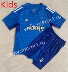 2023-2024 Juventus Goalkeeper Blue Kids/Youth Soccer Uniform-AY