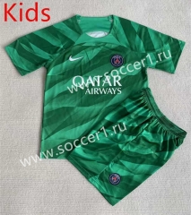 2023-2024 Paris SG Goalkeeper Green Kid/Youth Soccer Uniform-AY