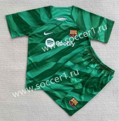 2023-2024 Barcelona Goalkeeper Green Soccer Uniform-AY
