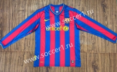 Retro Version 09-10 Barcelona Home Red&Blue LS Thailand Soccer Jersey AAA-SL