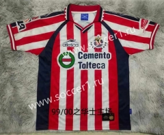 Retro Version 99-00 Deportivo Guadalajara Home Red&White Thailand Soccer Jersey AAA-9755