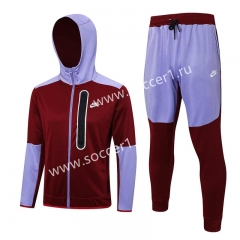 2023-2024 Maroon Thailand Soccer Jacket Uniform With Hat-815