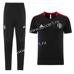 2023-2024 Manchester United White Short-sleeve Thailand Soccer Tracksuit-LH