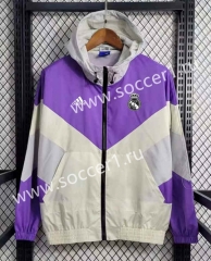 2023-2024 Real Madrid Purple&White Thailand Trench Coats With Hat-GDP