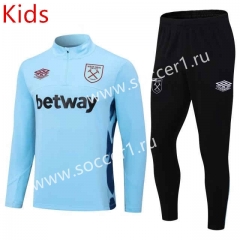 2023-2024 West Ham United Light Blue Kids/Youth Soccer Tracksuit-411