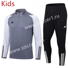 2023-2024 Adidas Light Gray Kids/Youth Soccer Tracksuit-411