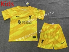 2023-2024 Liverpool Goalkeeper Yellow Kids/Youth Soccer Uniform-1506