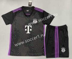 ( Without Brand Logo ) 2023-2024 Bayern München Away Black Soccer Uniform-9031