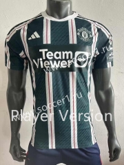 Player Version 2023-2024 Manchester United Away Dark Green Soccer Jersey AAA-518
