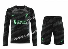 2023-2024 Liverpool Goalkeeper Black LS Thailand Soccer Uniform-418