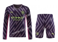 2023-2024 Manchester City Goalkeeper Purple LS Thailand Soccer Uniform-418
