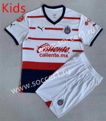 2023-2024 Deportivo Guadalajara Away White Kids/Youth Soccer Uniform-AY