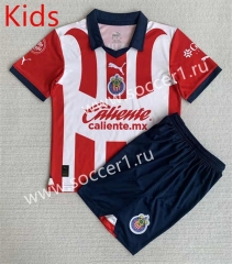 2023-2024 Deportivo Guadalajara Home Red Kid/Youth Soccer Uniform-AY