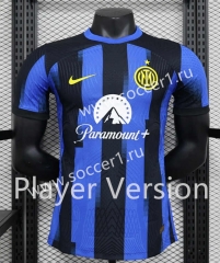 Player Version With AD 2023-2024 Inter Milan Home Blue&Black Thailand Soccer Jersey AAA-888