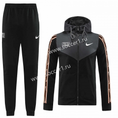 Nike Black&Gray Thailand Soccer Jacket Uniform With Hat-LH