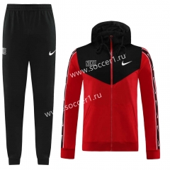 Nike Red&Black Thailand Soccer Jacket Uniform With Hat-LH