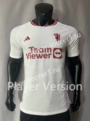 Player Version 2023-2024 Correct Version Manchester United 2nd Away White Soccer Jersey AAA-4691