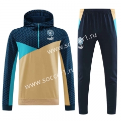 2023-2024 Manchester City Yellow Thailand Soccer Tracksuit With Hat-4627