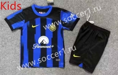 2023-2024 Inter Milan Home Blue&Black Kid/Youth Soccer Uniform-8975