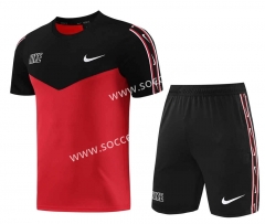 Nike Red&Black Short-Sleeved Thailand Soccer Tracksuit-LH