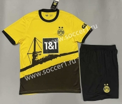 (Without Brand Logo) 2023-2024 Borussia Dortmund Home Yellow Soccer Uniform-1506