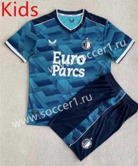 2023-2024 Feyenoord Rotterdam Away Blue Kid/Youth Soccer Uniform-AY