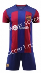 (Without Brand Logo) 2023-2024 Barcelona Home Red&Blue Soccer Uniform-1506