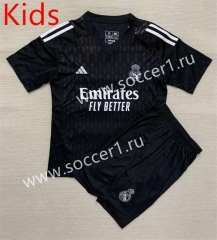 2023-2024 Real Madrid Goalkeeper Black Kids/Youth Soccer Uniform-507