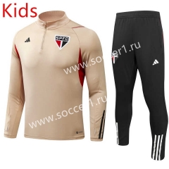 2023-2024 São Paulo Futebol Clube Khaki Kids/Youth Soccer Tracksuit-GDP