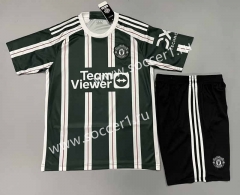 ( Without Brand Logo )2023-2024 Manchester United Away Green Soccer Uniform-9031