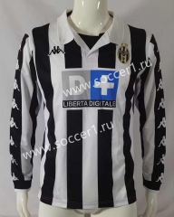 Retro Version 99-00 Juventus Home Black&White LS Thailand Soccer Jersey AAA-503