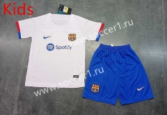 2023-2024 Barcelona Away White Kid/Youth Soccer Uniform-8679