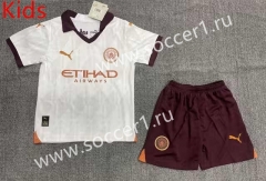 2023-2024 Manchester City Away White Kid/Youth Soccer Uniform-1506