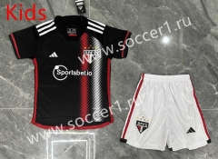 2023-2024 Sao Paulo 2nd Away Black Kids/Youth Soccer Unifrom-GB