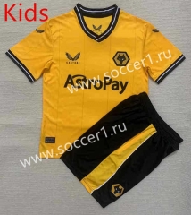 2023-2024 Wolverhampton Wanderers Home Yellow Kids/Youth Soccer Uniform-AY