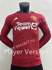 Player Version 2023-2024 Manchester United Home Red LS Thailand Soccer jersey AAA-2016