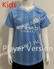 (Without Shorts) Player Version 2023-2024 Manchester City Home Light Blue Thailand Kids/Youth Soccer jersey-SJ