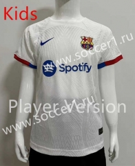 (Without Shorts) Player Version 2023-2024 Barcelona Away White Thailand Kids/Youth Soccer jersey-SJ