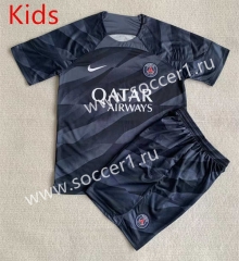 2023-2024 Paris SG Goalkeeper Gray&Black Kids/Youth Soccer Uniform-AY