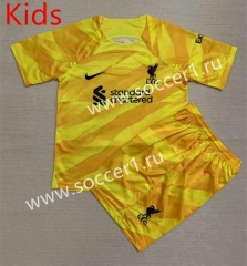 2023-2024 Liverpool Goalkeeper Yellow Kids/Youth Soccer Uniform-AY