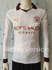 Player Version 2023-2024 Manchester City Away White LS Thailand Soccer Jersey AAA-807