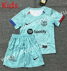 2023-2024 Barcelona 2nd Away Blue Kid/Youth Soccer Uniform-DD1