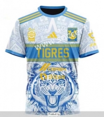 (S-4XL) 2023-2024 Tigres UANL 2nd Away White&Blue Thailand Soccer Jersey AAA-422