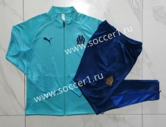 2023-2024 Olympique Marseille Lake Blue Thailand Soccer Jacket Uniform-815