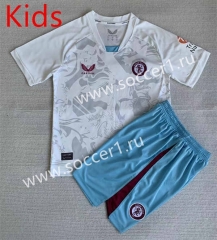 2023-2024 Aston Villa Away White Kids&Youth Soccer Uniform-AY