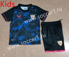2023-2024 Sevilla Away Blue&Black Kids/Youth Soccer Uniform-507