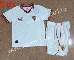 2023-2024 Sevilla Home White Kids/Youth Soccer Uniform-507