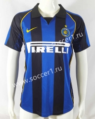 Retro Version 01-02 Inter Milan Home Blue&Black Thailand Soccer Jersey AAA-503